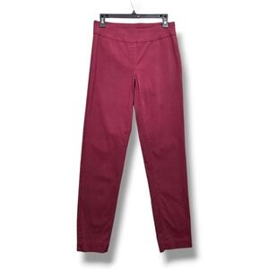 Slim Sation Skinny Ankle Pant Womens 8 Red Pull On Trouser Notch Hem